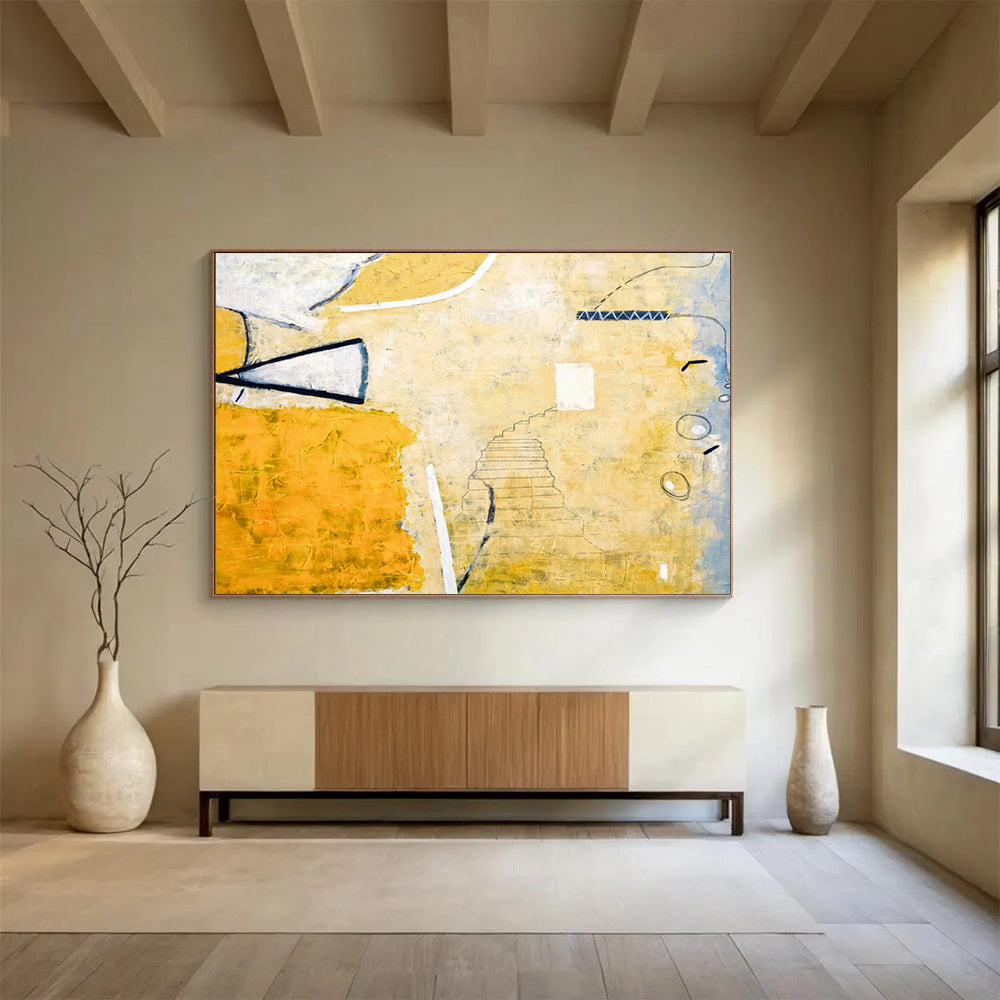 Custom-Made Giant Abstract Hand Painting for Subterranean Data Center Entrance Hall DLZ2946