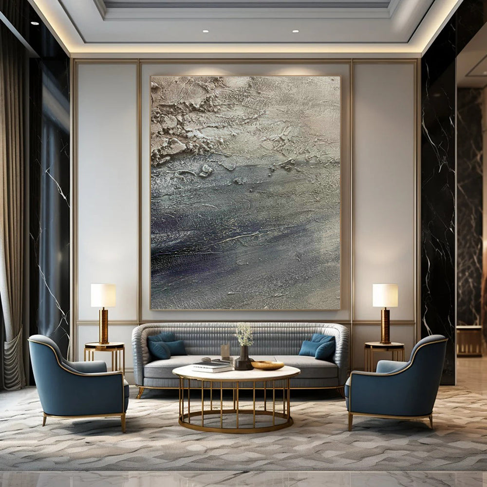 Vast Custom Hand-Painted Abstract Canvas - Cozy Ambiance for Wine Tasting Rooms  DLZ0197