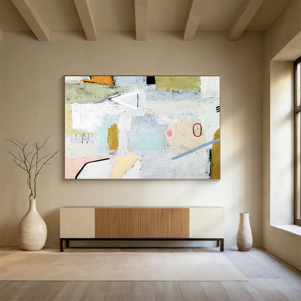 Custom-Made Giant Abstract Hand Painting for River Tidal Energy Generation Facility DLZ2938