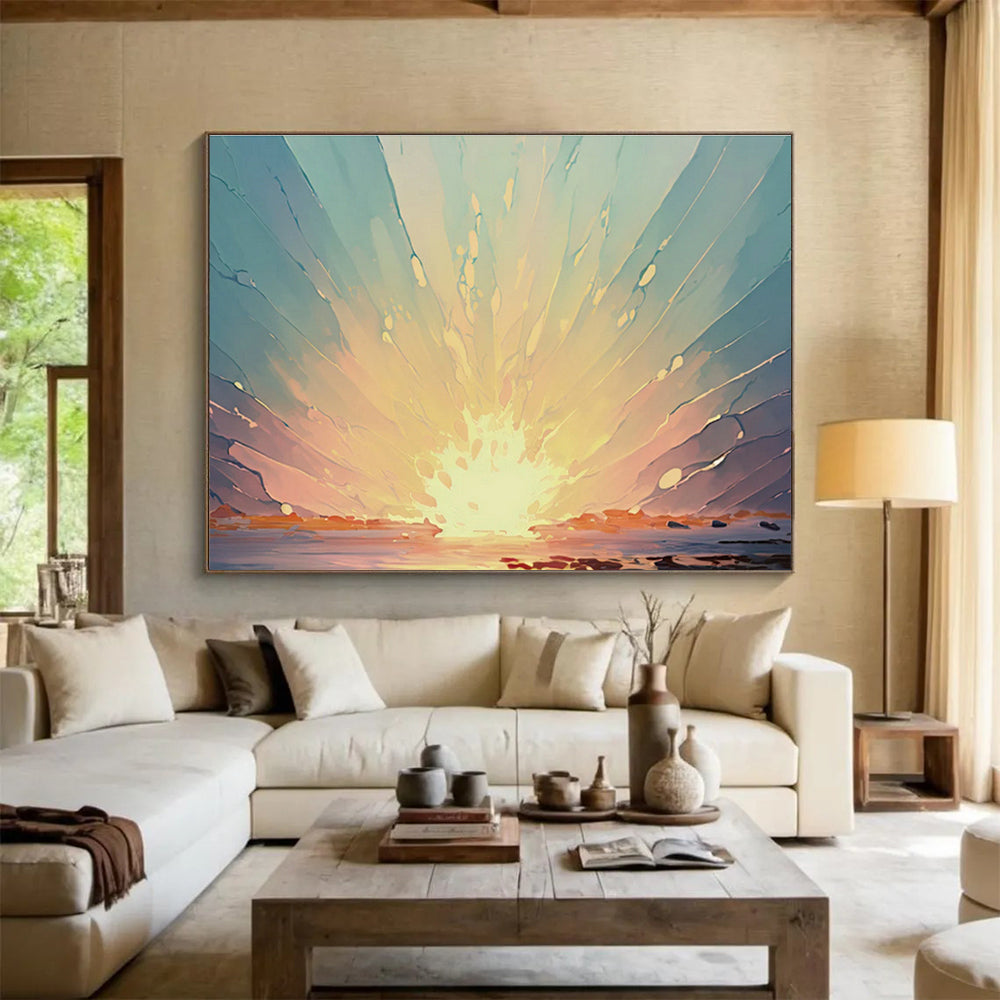 Large-Size Custom Hand-Painted Abstract Painting for Urban Vertical Farming LED Lighting R & D Center DLZ3049