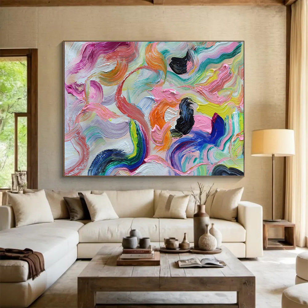 Oversized Custom Abstract Hand Painting for Conference Room DLZ2676