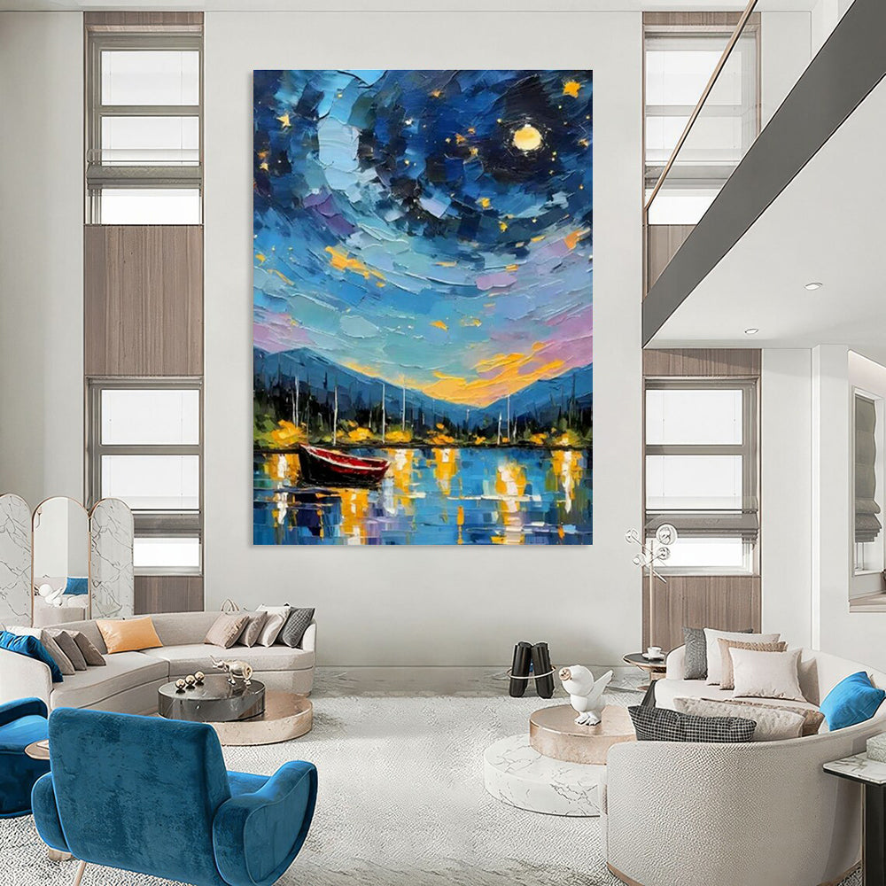 Monumental Large Custom Hand-Painted Abstract Art - Art Deco Glamour for Historic Theater Lobbies  DLZ0302
