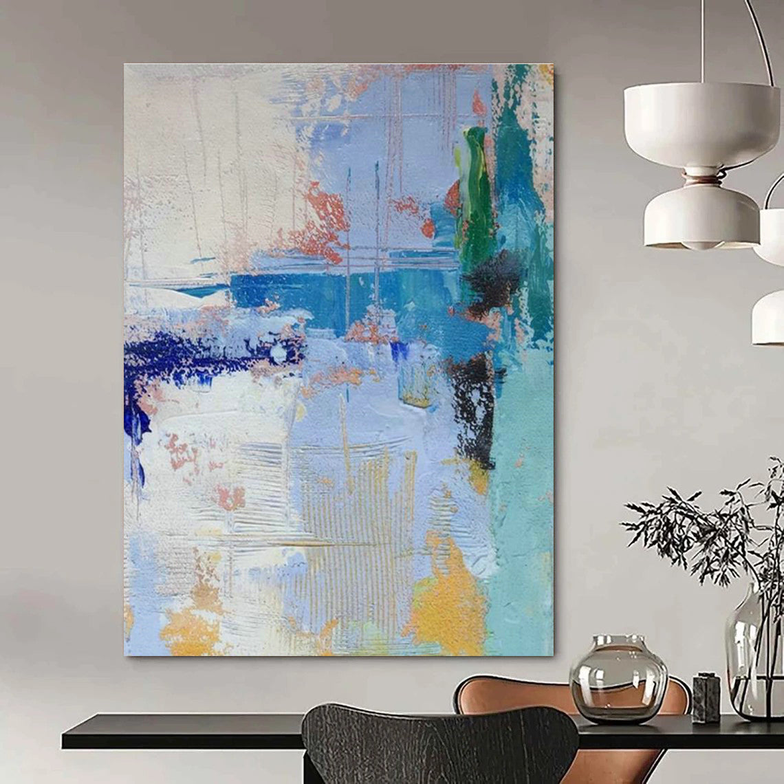 Immense Large-Scale Custom Hand-Painted Abstract Artwork - Rustic Serenity for Country Bed & Breakfasts  DLZ0335