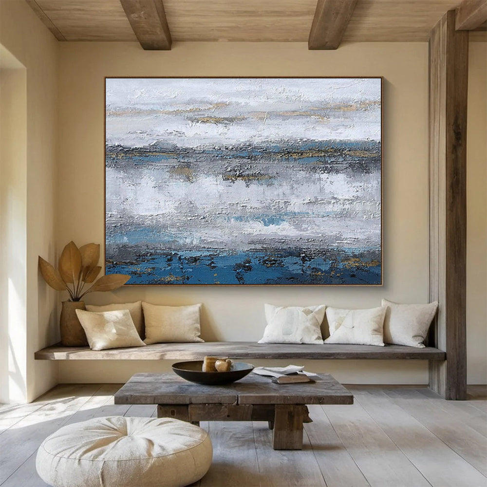 Oversized Custom Abstract Hand Painting for Offshore Wind Farm Operations and Maintenance Base DLZ2993
