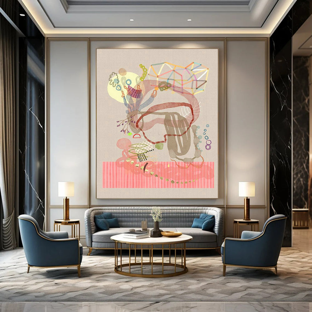 Jumbo Custom Hand-Painted Abstract Wall Art for Artisanal Coffee Roasteries  DLZ0103