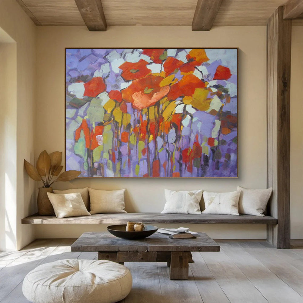 Oversized Hand-Painted Abstract Canvas, Whimsical Patterns for Playrooms DLZ3237