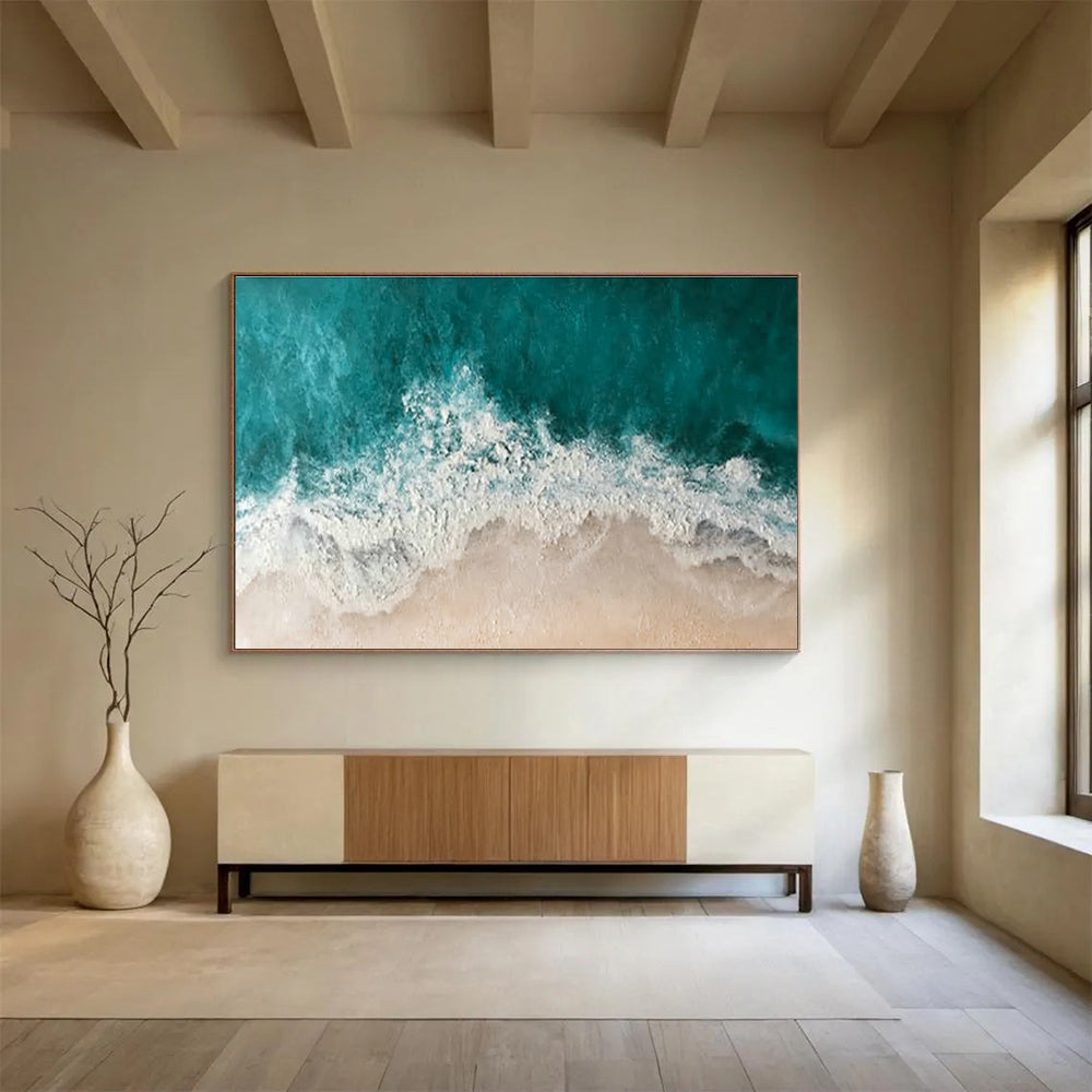 Custom Giant Abstract Hand Painting for Vertical Urban Aquarium Aquascape Design Studio DLZ3083