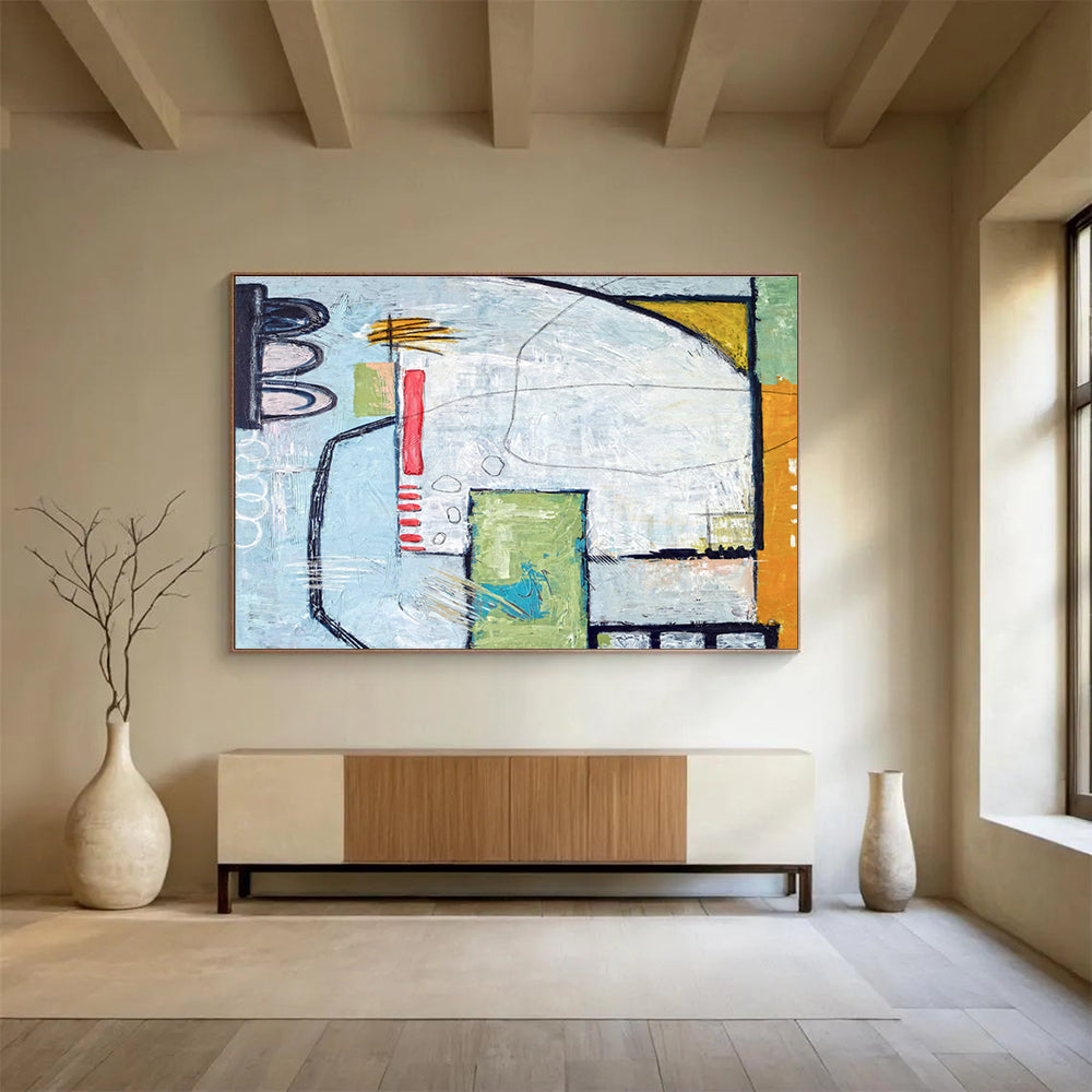 Oversized Custom Abstract Hand Painting for Subterranean Wine Cellar Tasting Room DLZ2926