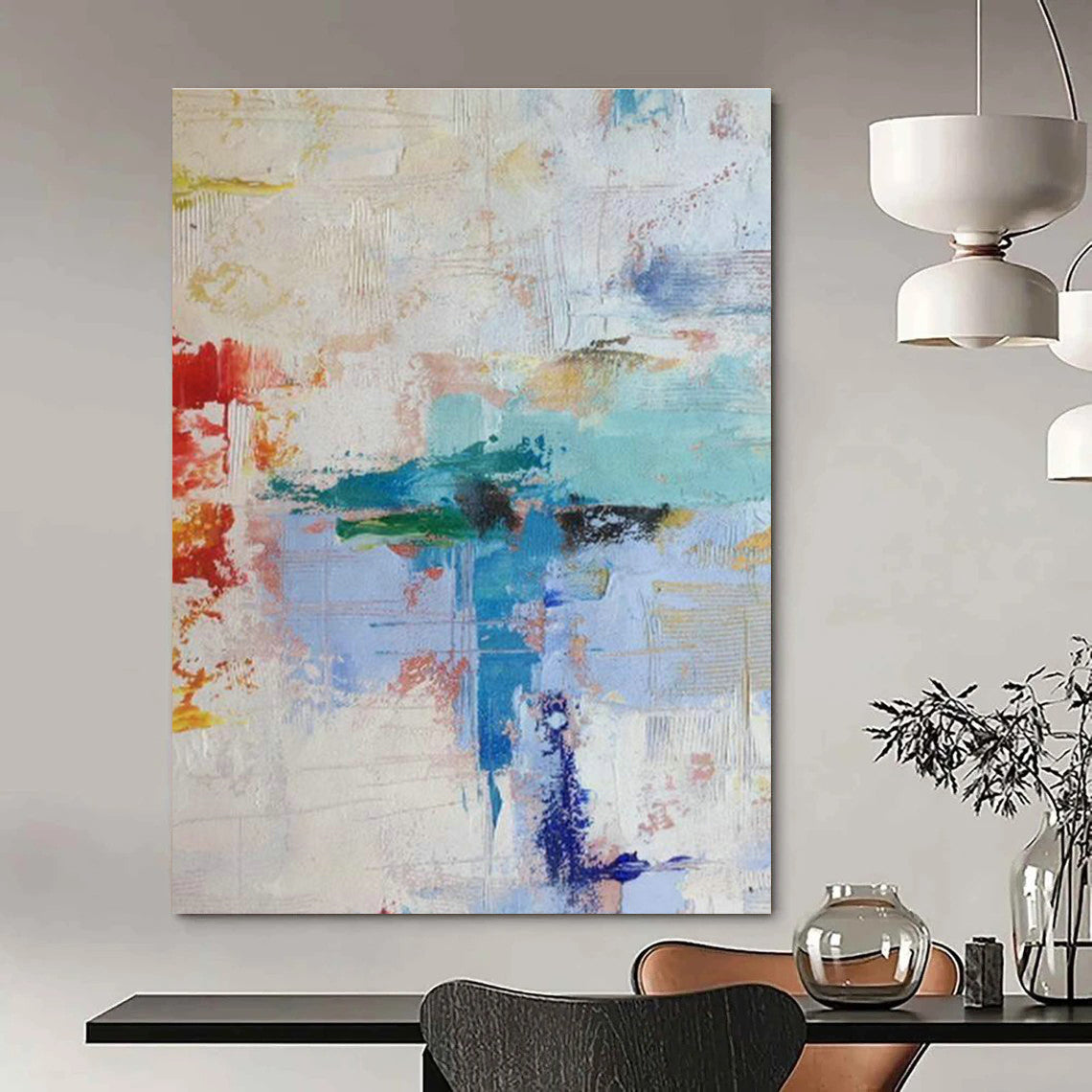 Sprawling Custom Hand-Painted Abstract Canvas - Retro Revival for Vintage Video Game Museums  DLZ0343