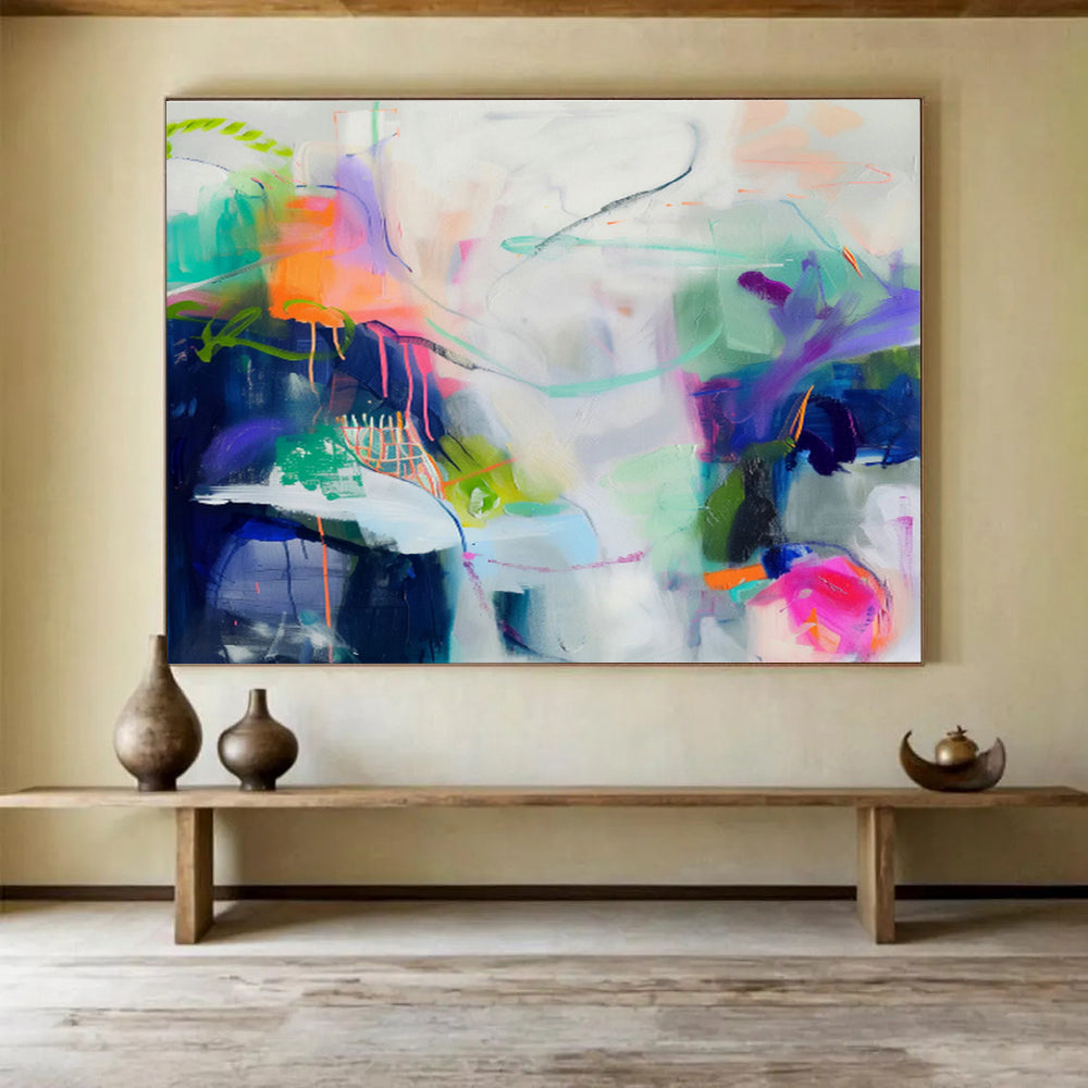 Oversized Custom Abstract Hand Painting for Virtual Event Hosting Platform Operations Room DLZ2880