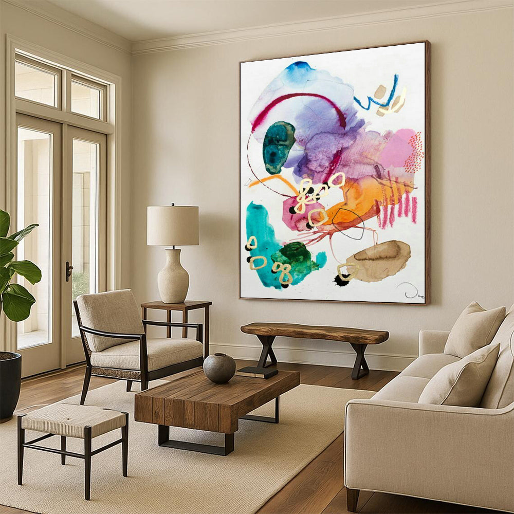 Massive Custom Hand-Painted Abstract Canvas - Breathtaking Focal Point for Exhibition Centers  DLZ0178