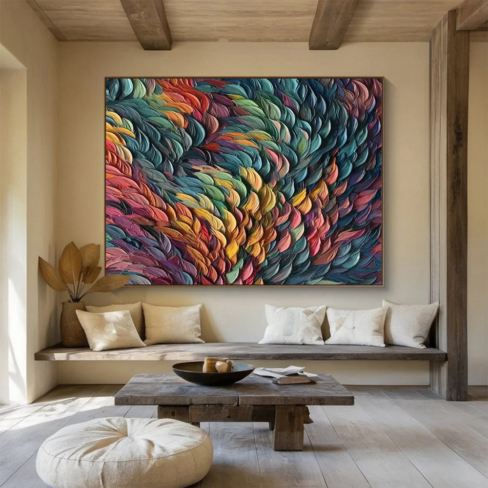 Big Hand-Painted Abstract Canvas, Coastal Blues and Greens for Beach Houses DLZ3241