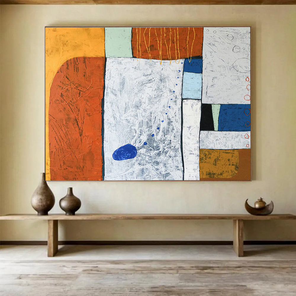 Customized Large-Scale Abstract Hand Painting for Subterranean Geothermal Heating Plant DLZ2940