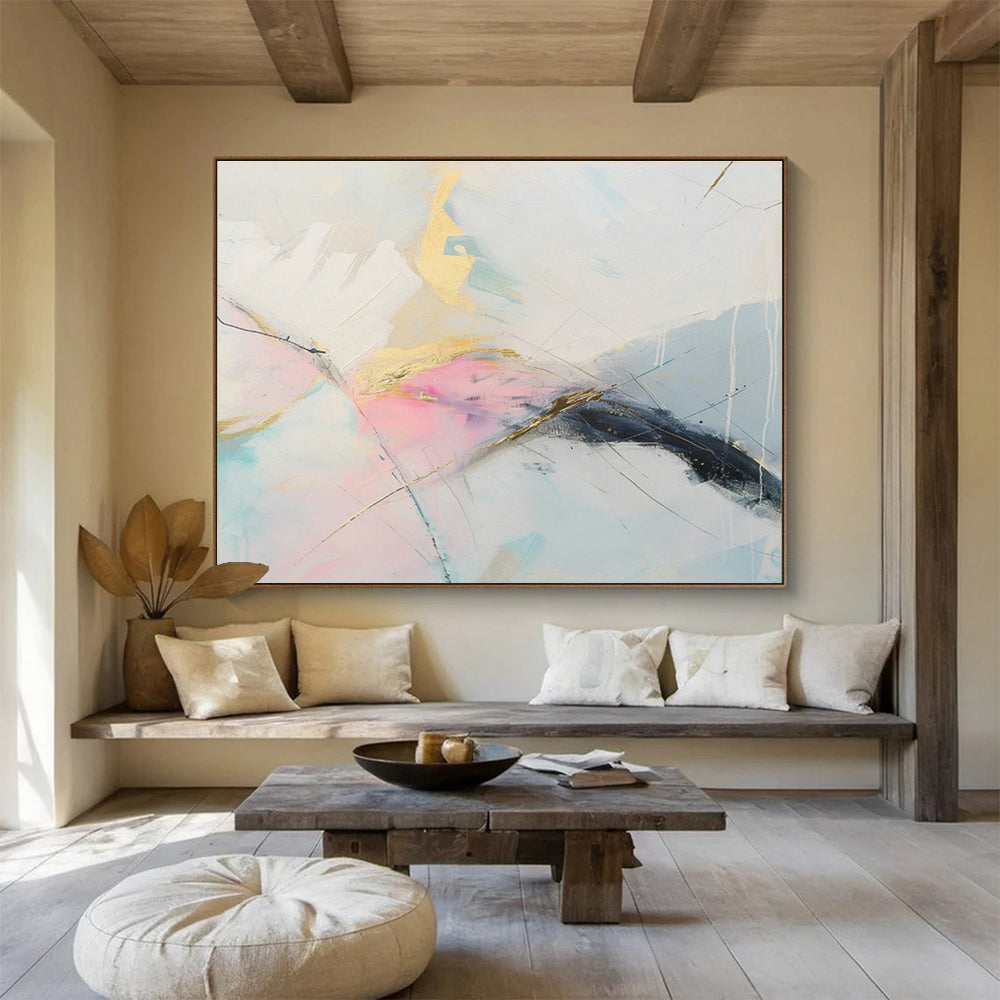 Customized Large-Scale Abstract Hand Painting for Arctic Research Station Living Quarters DLZ2863