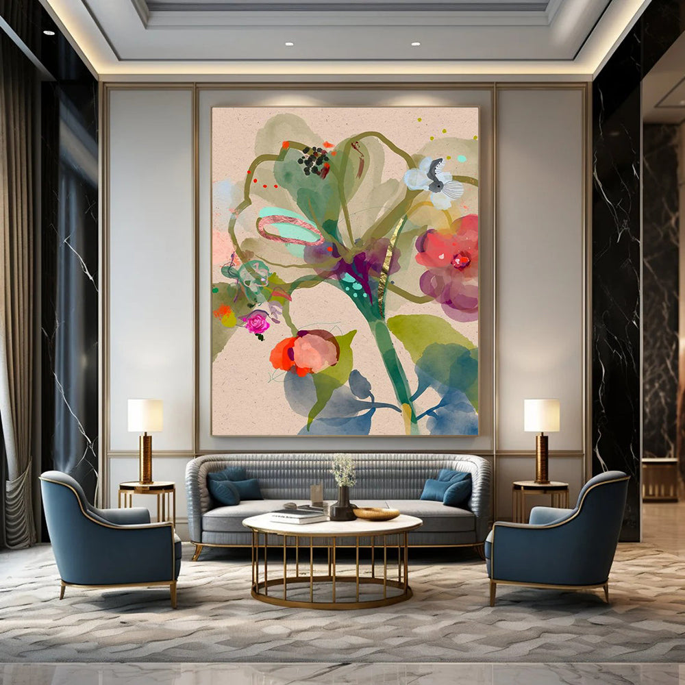 Jumbo Custom Hand-Painted Abstract Wall Art for Artisanal Cheese-Making Workshops  DLZ0083