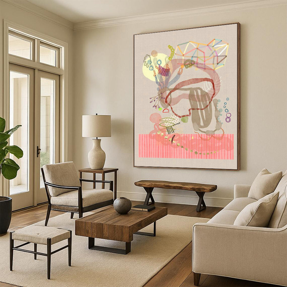 Jumbo Custom Hand-Painted Abstract Wall Art for Artisanal Coffee Roasteries  DLZ0103
