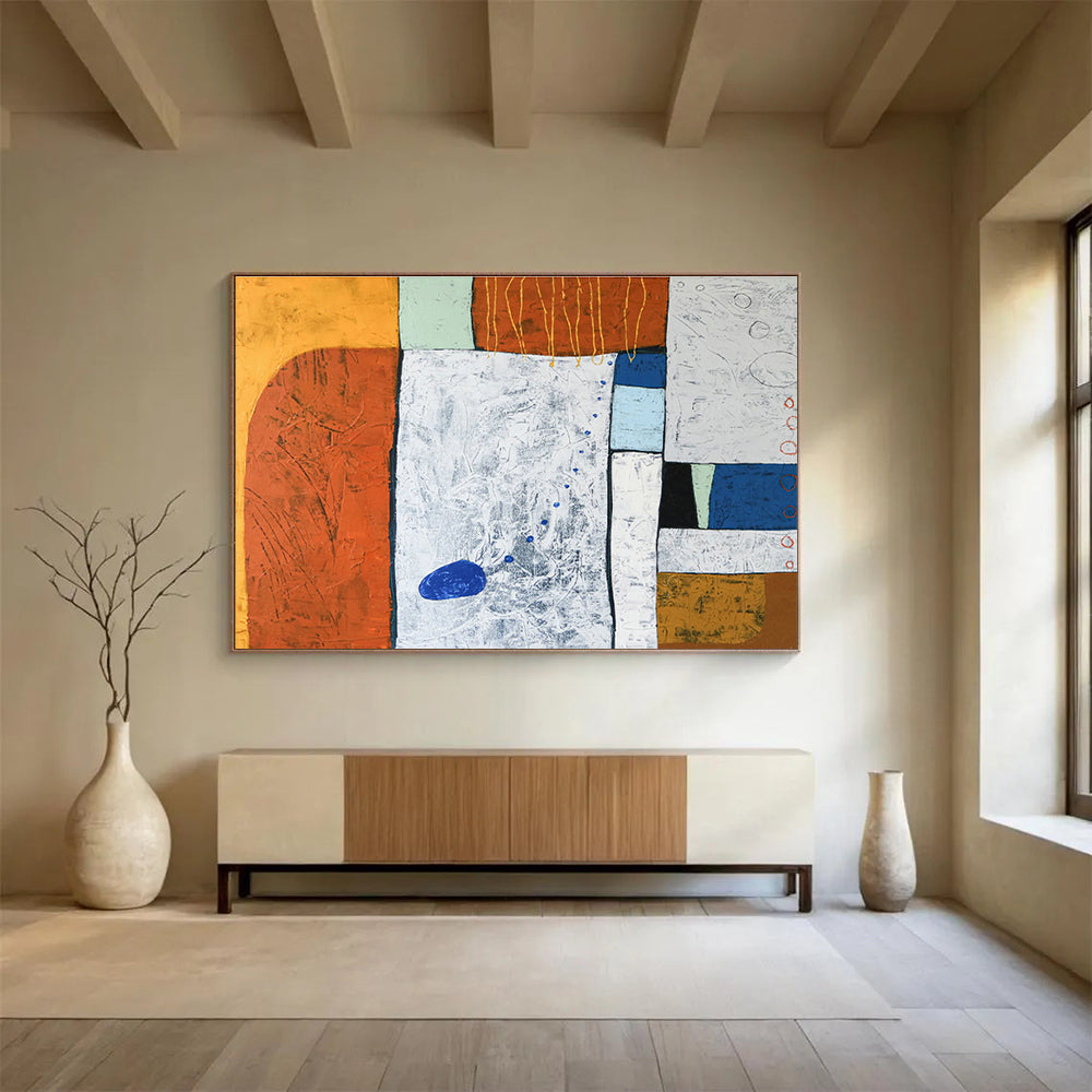 Customized Large-Scale Abstract Hand Painting for Subterranean Geothermal Heating Plant DLZ2940