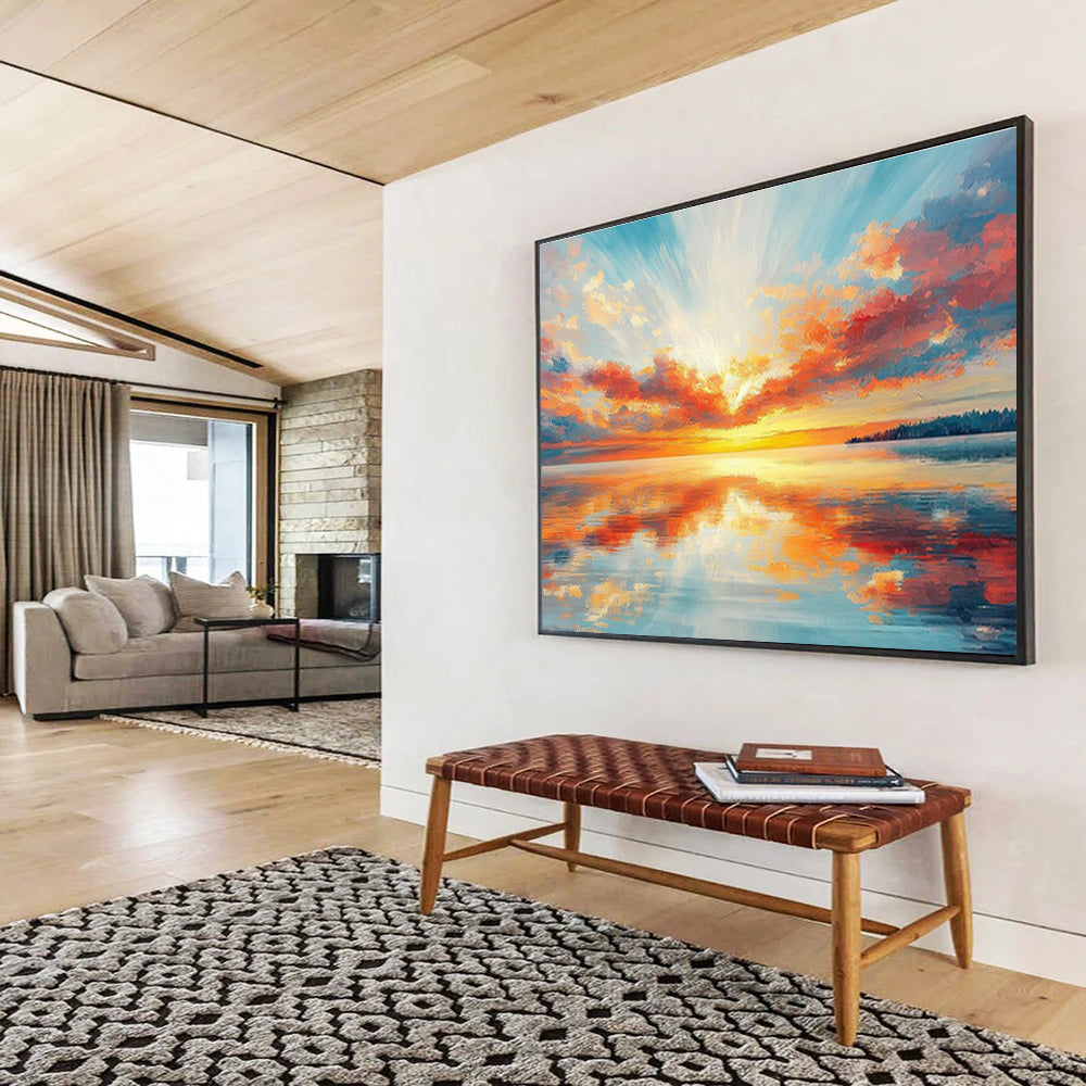 Customized Large Abstract Hand Painting for Underwater Soundscape Research Laboratory DLZ3006