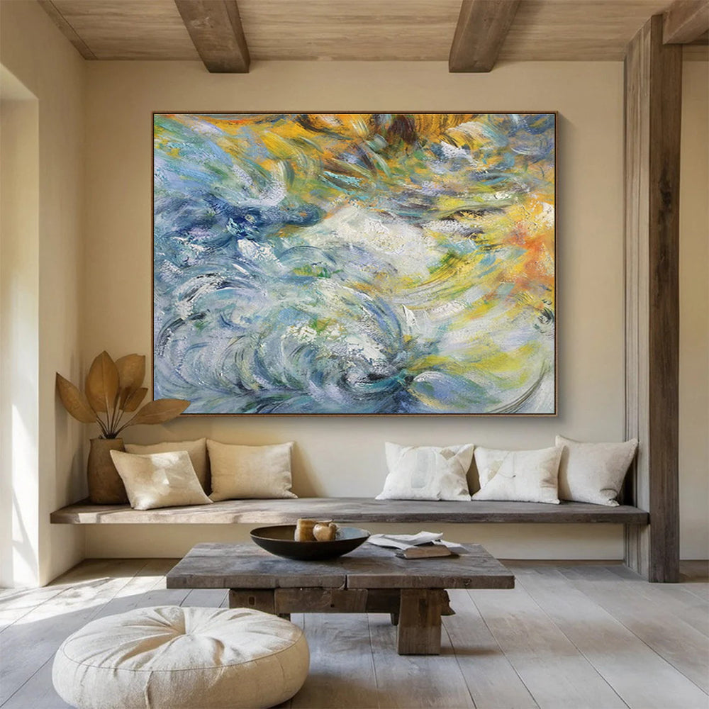 Custom-Made Giant Abstract Hand Painting for Villa Foyer DLZ2675