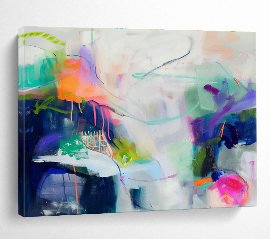 Oversized Custom Abstract Hand Painting for Virtual Event Hosting Platform Operations Room DLZ2880