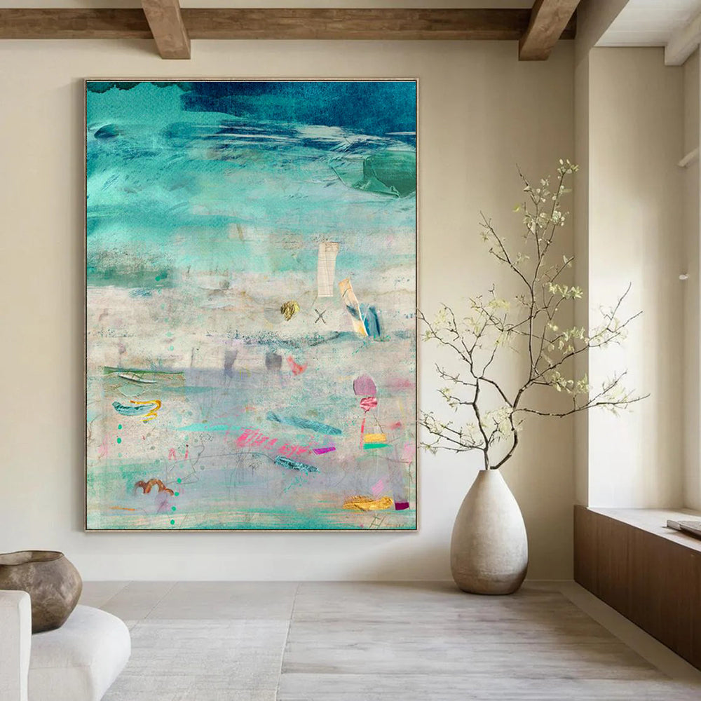 Large-Scale Custom Hand-Painted Abstract Painting - Artistic Embellishment for Libraries  DLZ0133