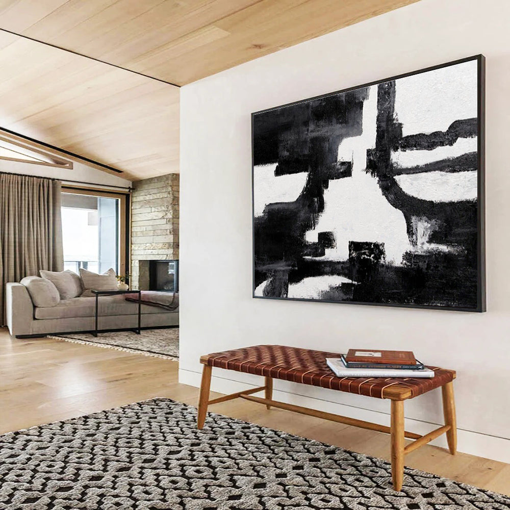 Light & Shadow Custom Hand-Painted Abstract Landscape Art for Dining Areas and Living Spaces