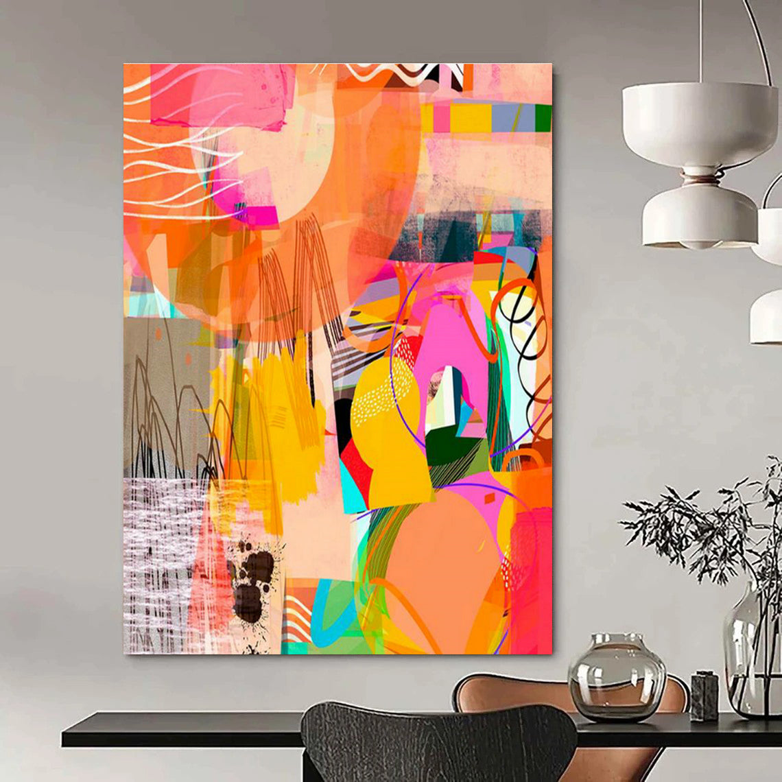 Large-Scale Customizable Hand-Painted Abstract Painting - Trendy Art Decoration for Bars  DLZ0131