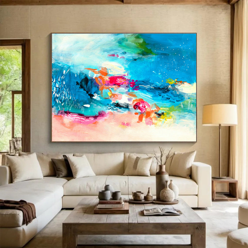 Textile Dye Custom Hand-Painted Abstract Art for Canopy Decor in Bedrooms