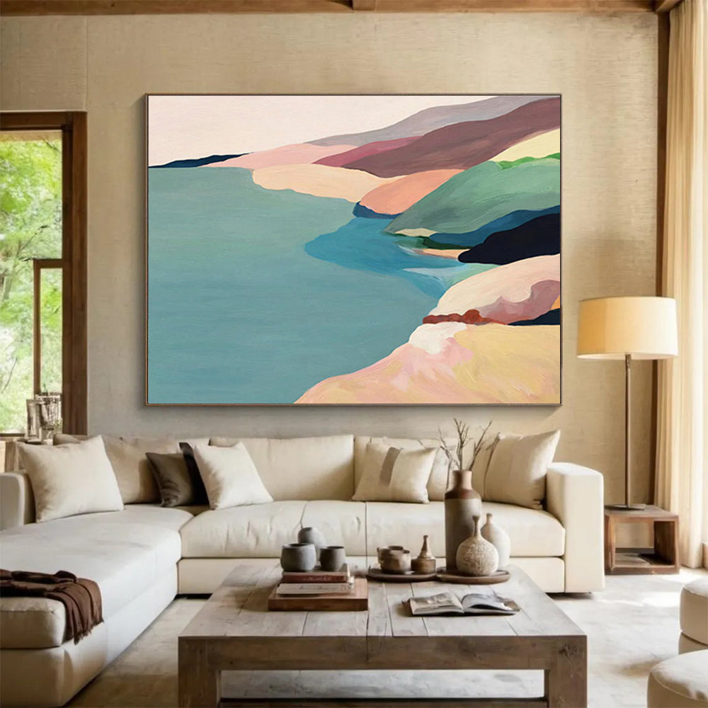 Oversized Custom Abstract Hand Painting for Deep-Sea Coral Reef Connectivity Research Project Office DLZ3125