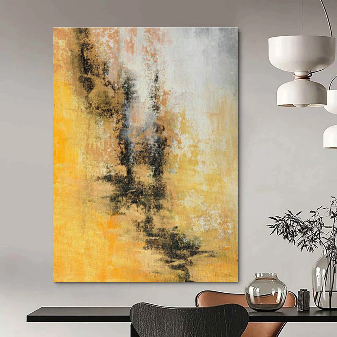 Huge Custom Handmade Abstract Wall Art for Traditional Fan Painting Studios  DLZ0041