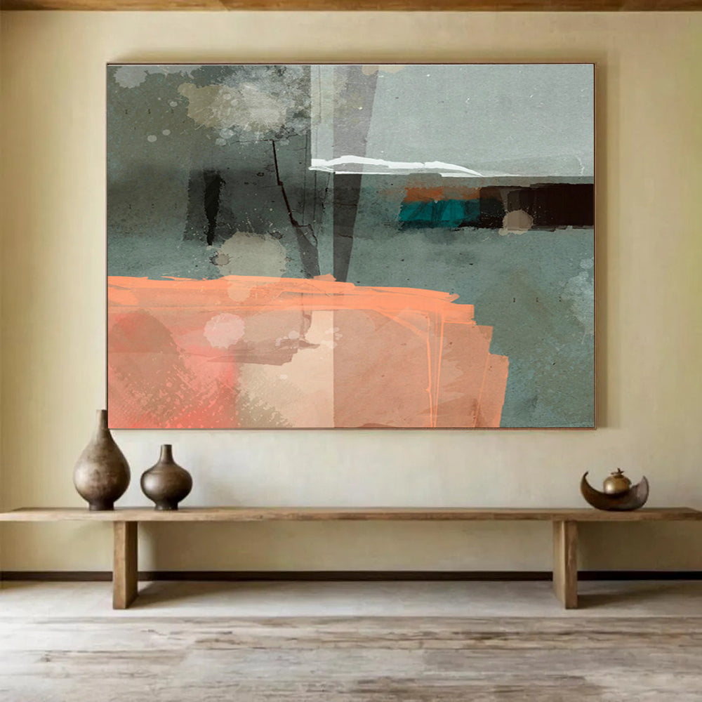 Customizable Giant Abstract Hand-Painted Art for Dining Room