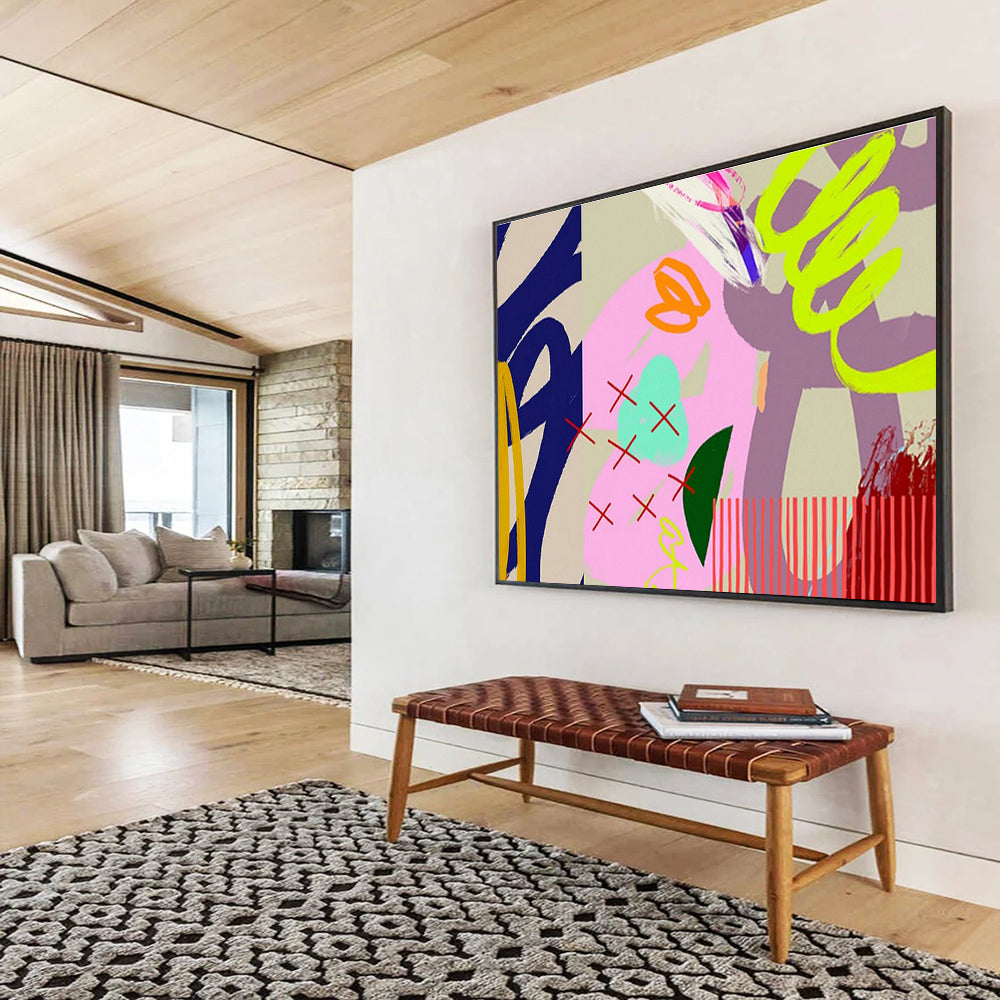 Customizable Vertical Smart City Command Center Giant Abstract Hand Painting DLZ2584