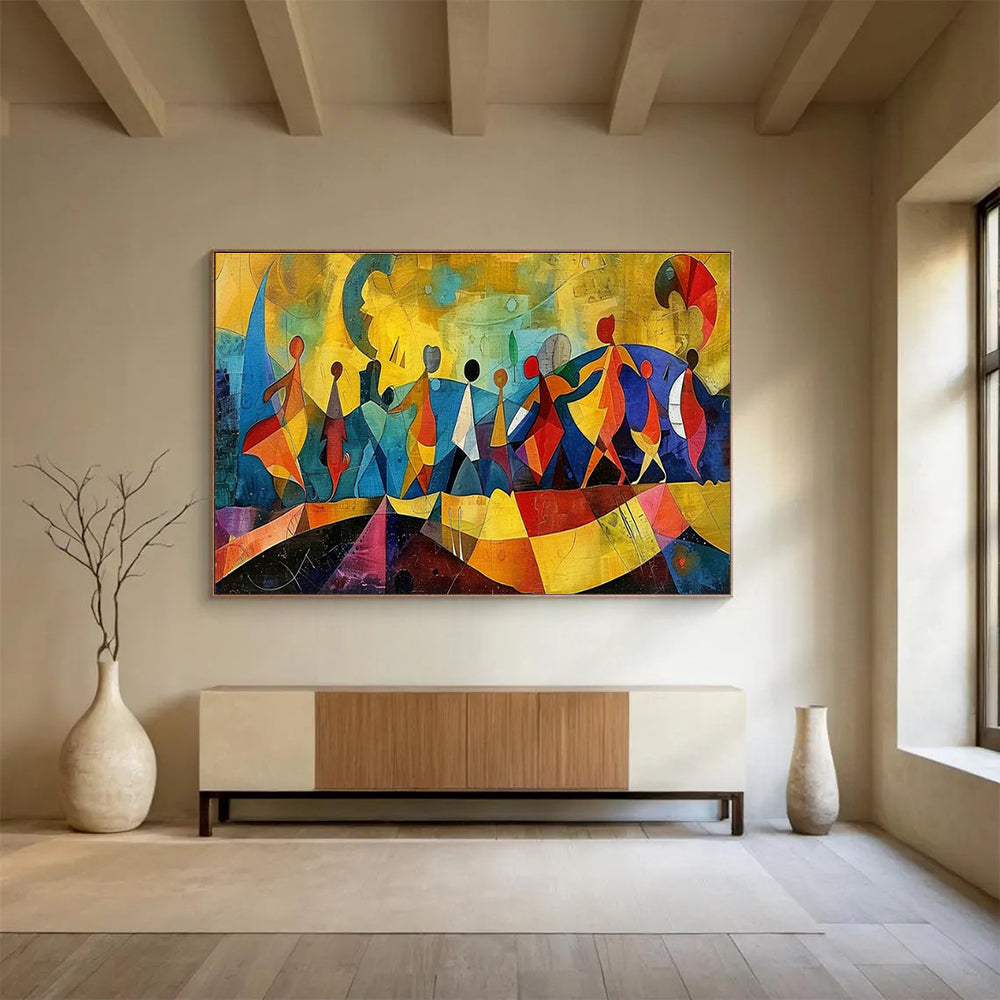 Large-Size Custom Abstract Hand Painting for Urban Vertical Aquaponics Fish Feed Development Center DLZ3152