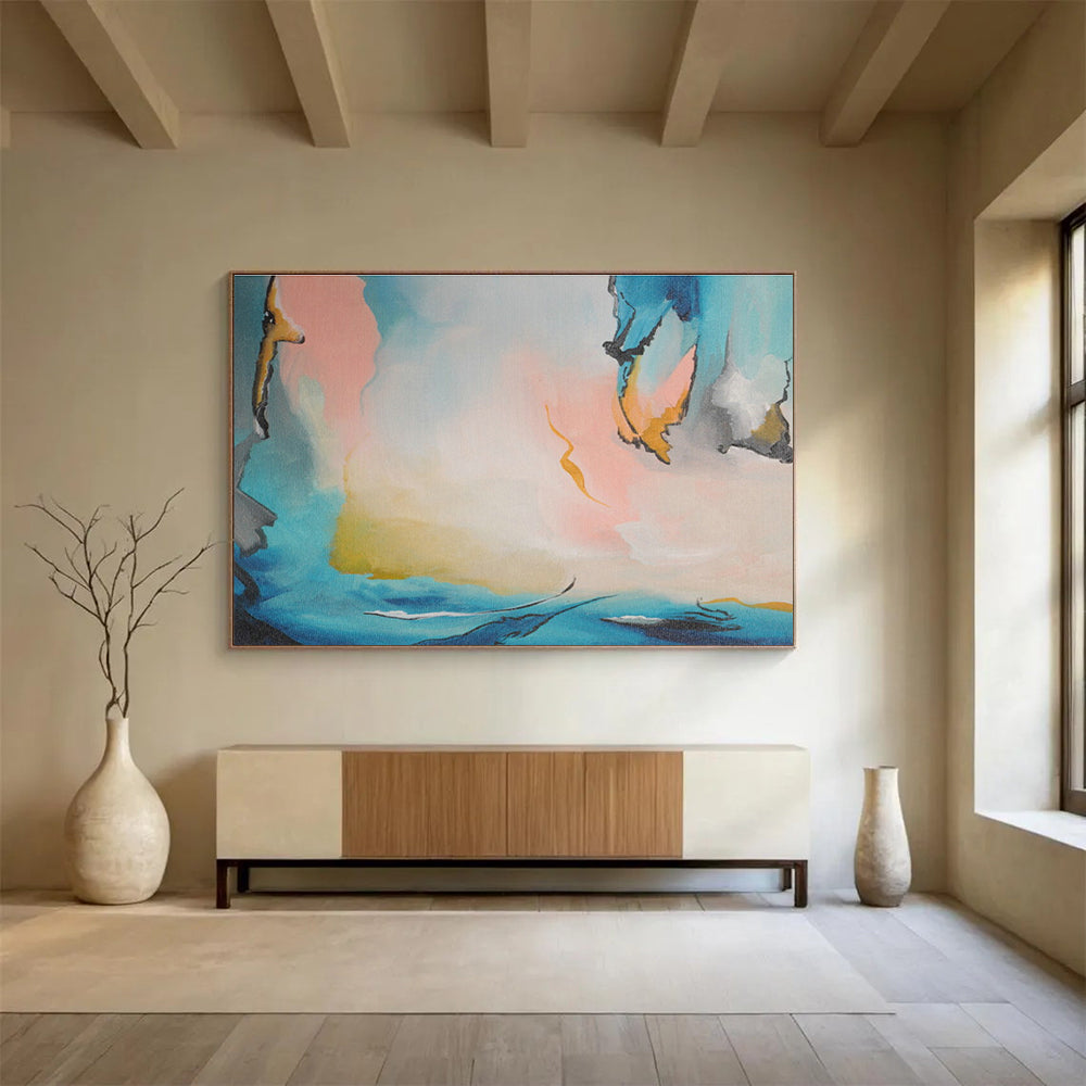 Optical Illusion Custom Hand-Painted Geometric Abstract Art for Entryways and Focal Points