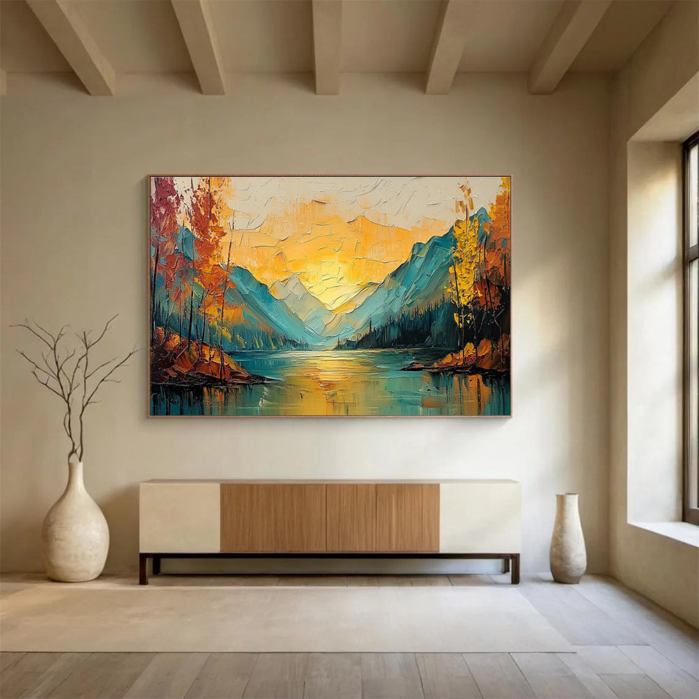 Big Custom Hand-Painted Abstract Canvas for Artisan Coffee Shops DLZ3291