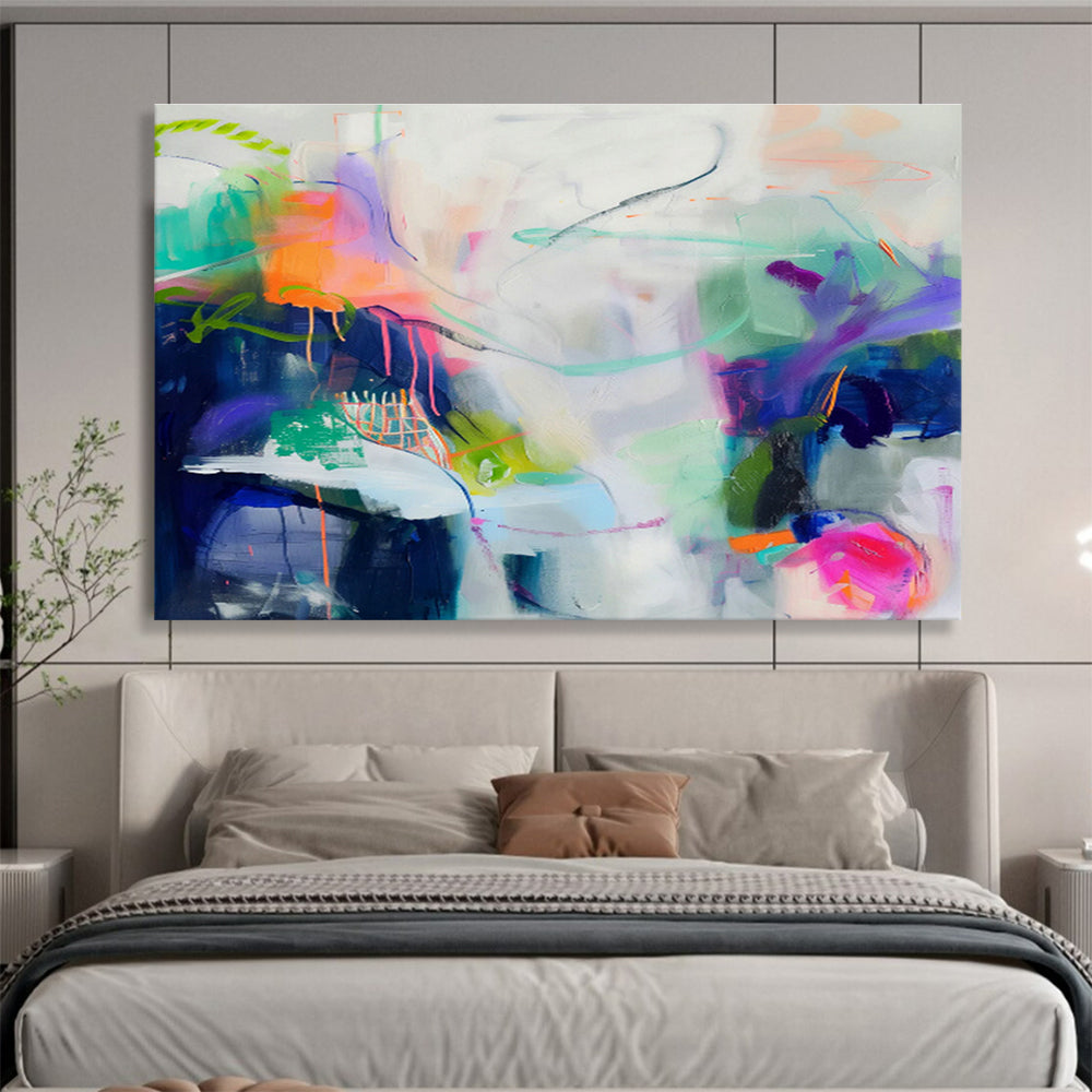 Oversized Custom Abstract Hand Painting for Virtual Event Hosting Platform Operations Room DLZ2880