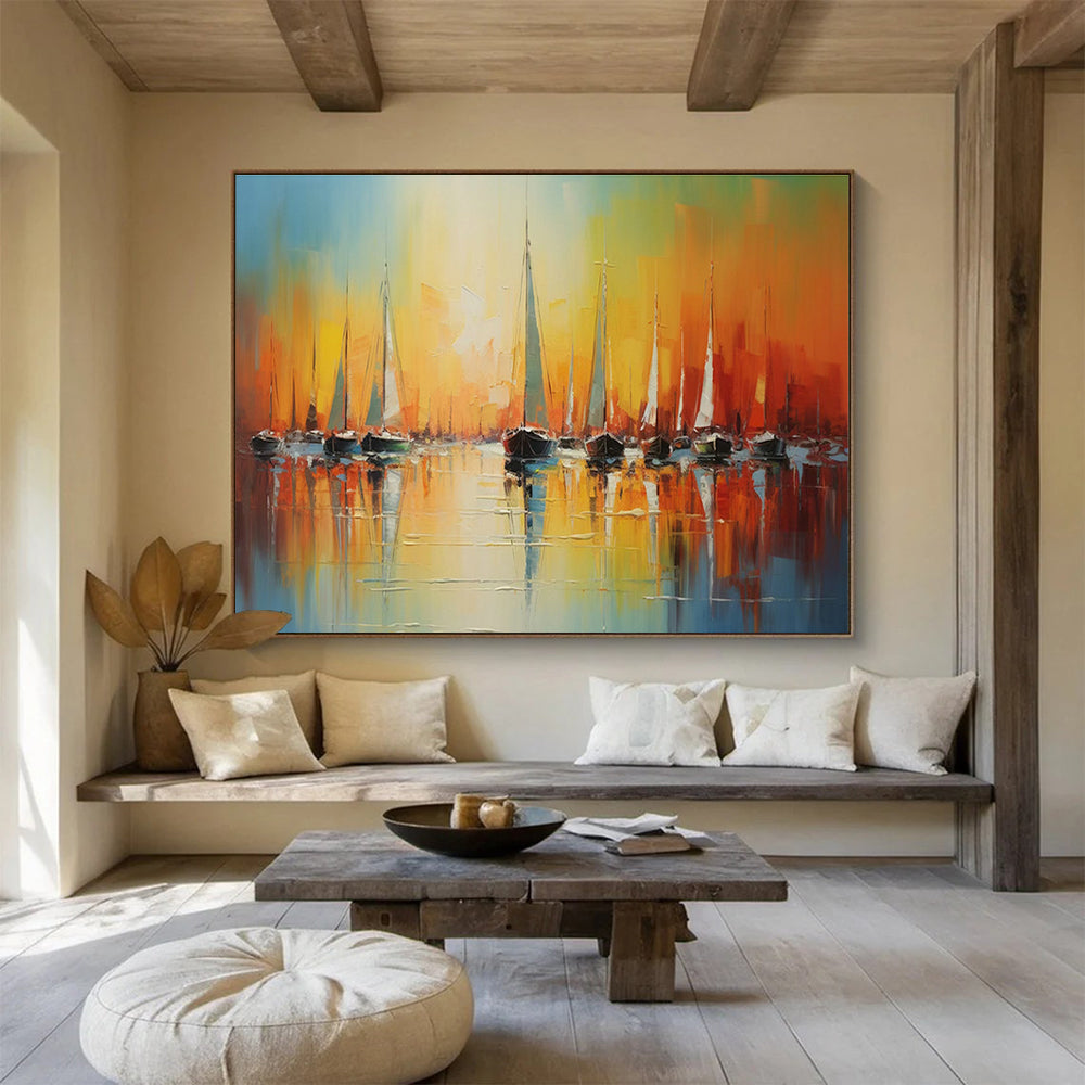 Handmade Large Abstract Painting, Indian-inspired for Bohemian Interiors DLZ3248
