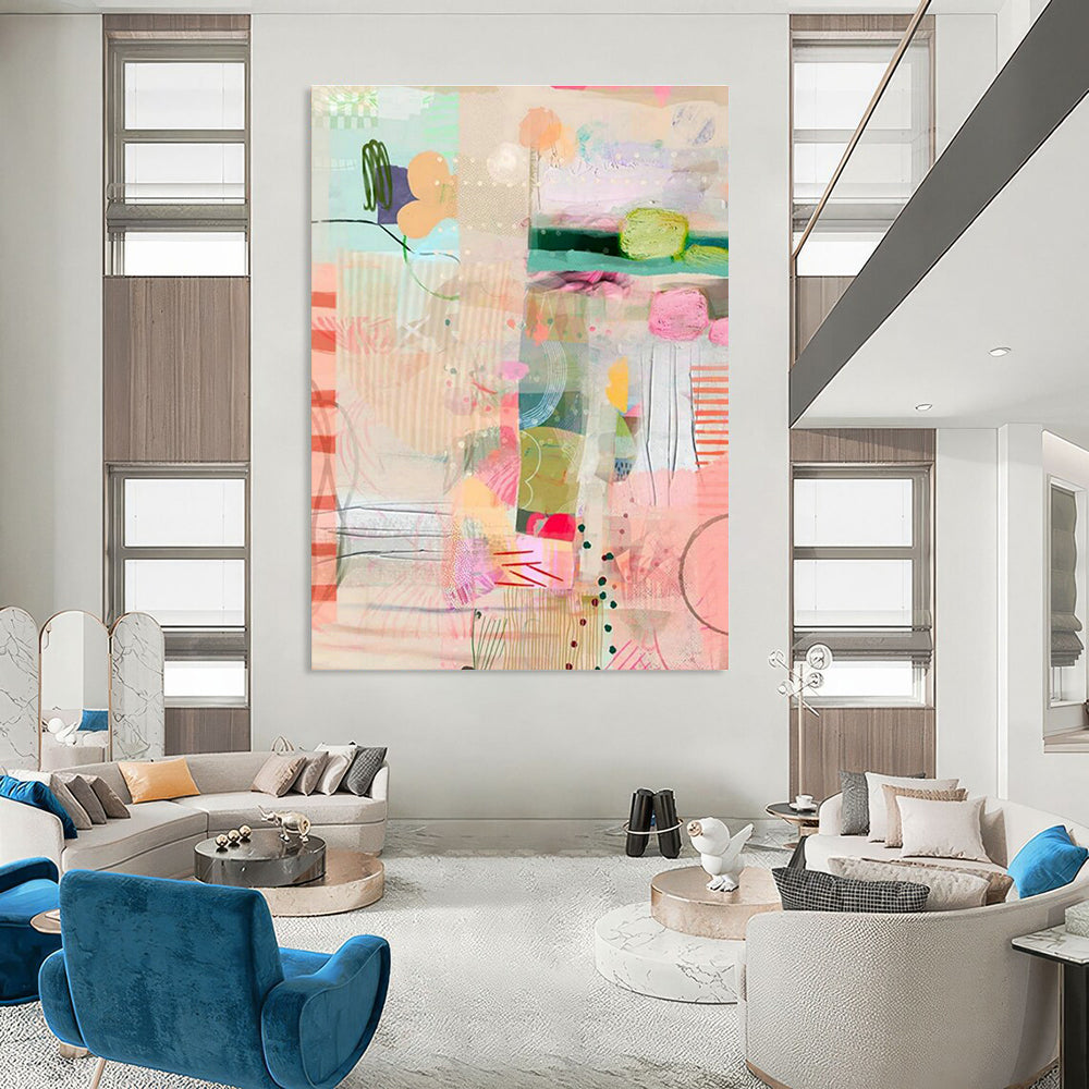 Gigantic Custom Hand-Painted Abstract Canvas for Indoor Skydiving Centers  DLZ0088