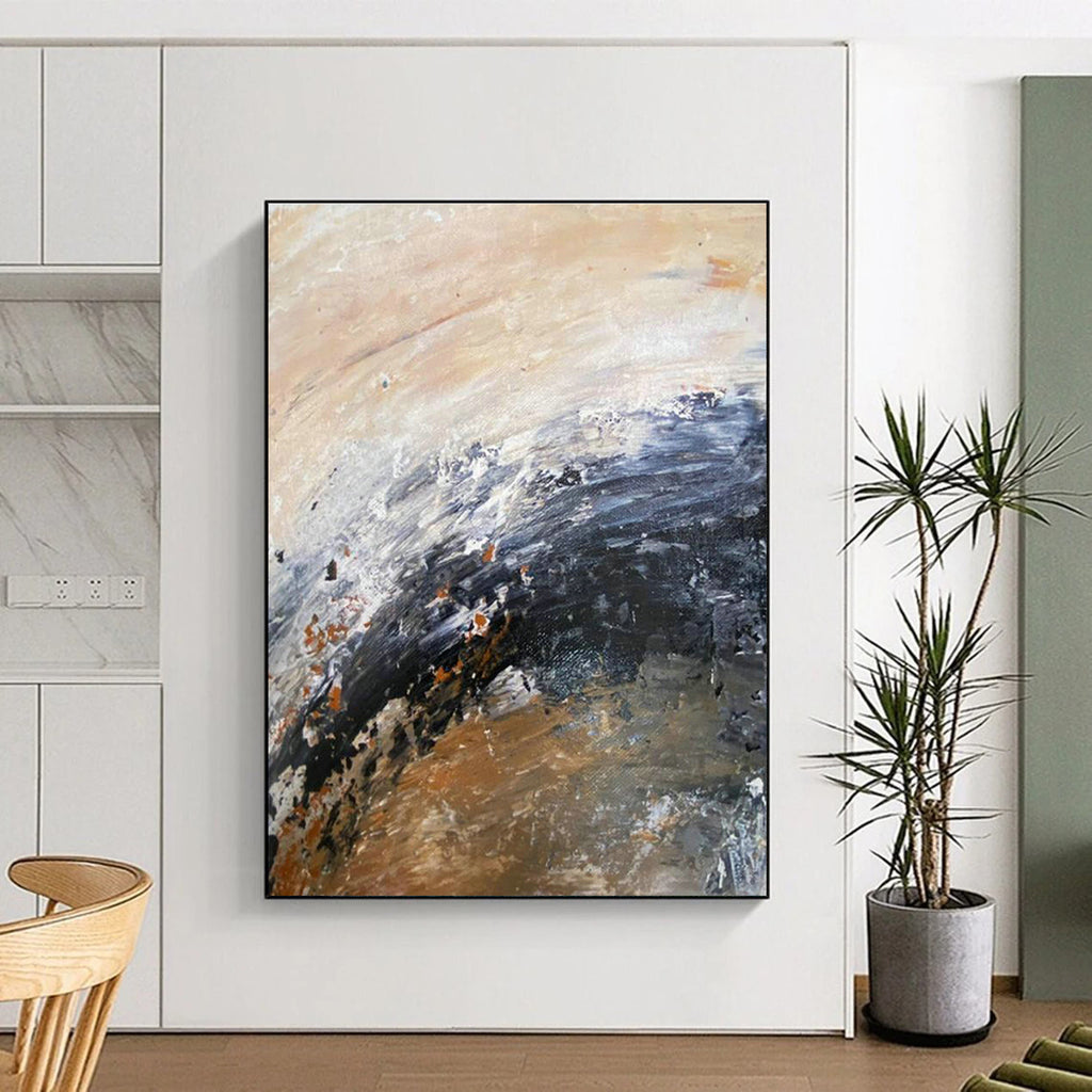 Extra Wide Custom Hand-Painted Abstract Painting for Train Station Waiting Halls  DLZ0008