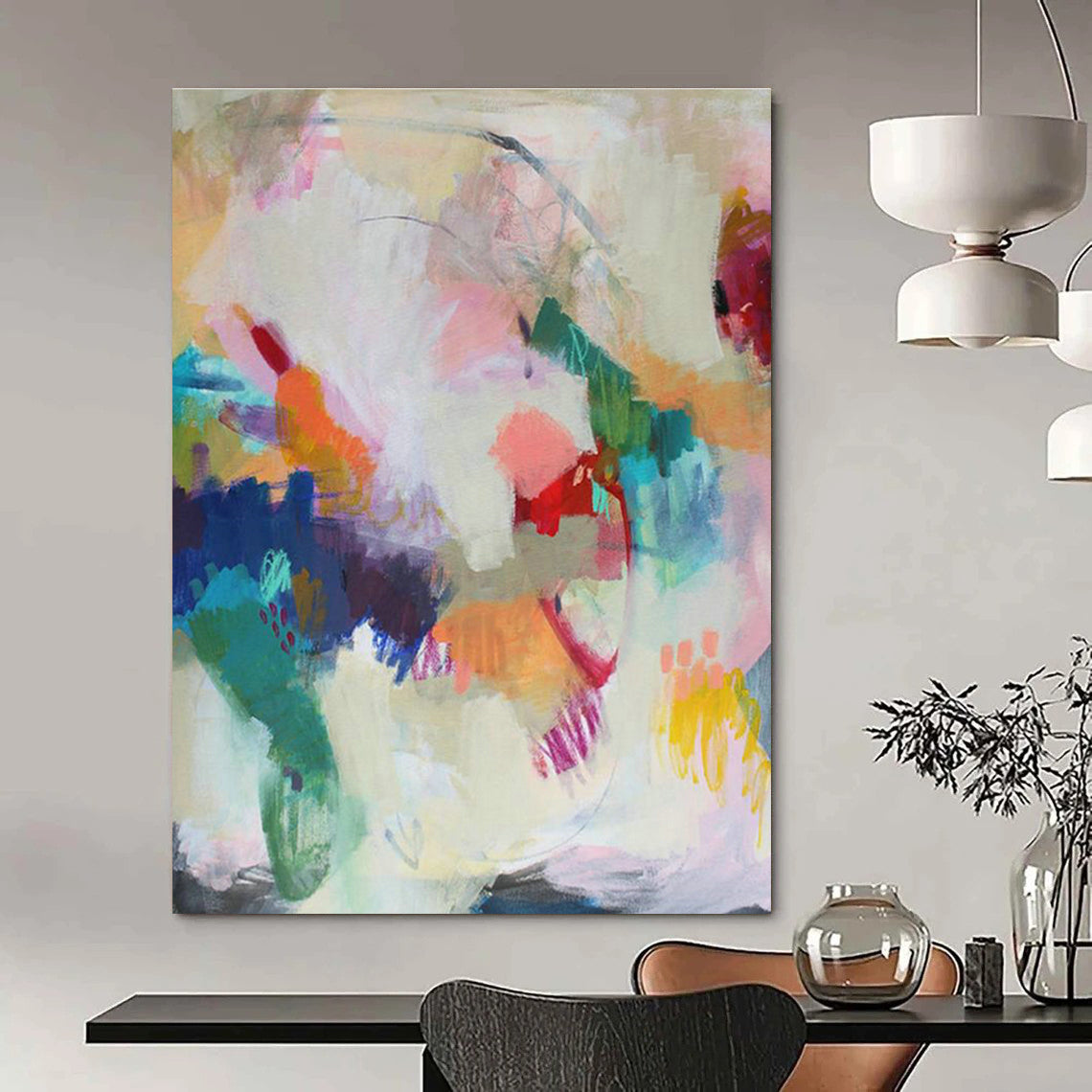 Statement-Making Large Custom Hand-Painted Abstract Painting - Ideal for Luxury Retail Stores  DLZ0149