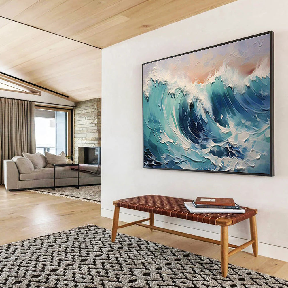 Oversized Custom Hand-Painted Abstract Art for Antarctic Marine Mammal Satellite Tagging Operations Base DLZ3063