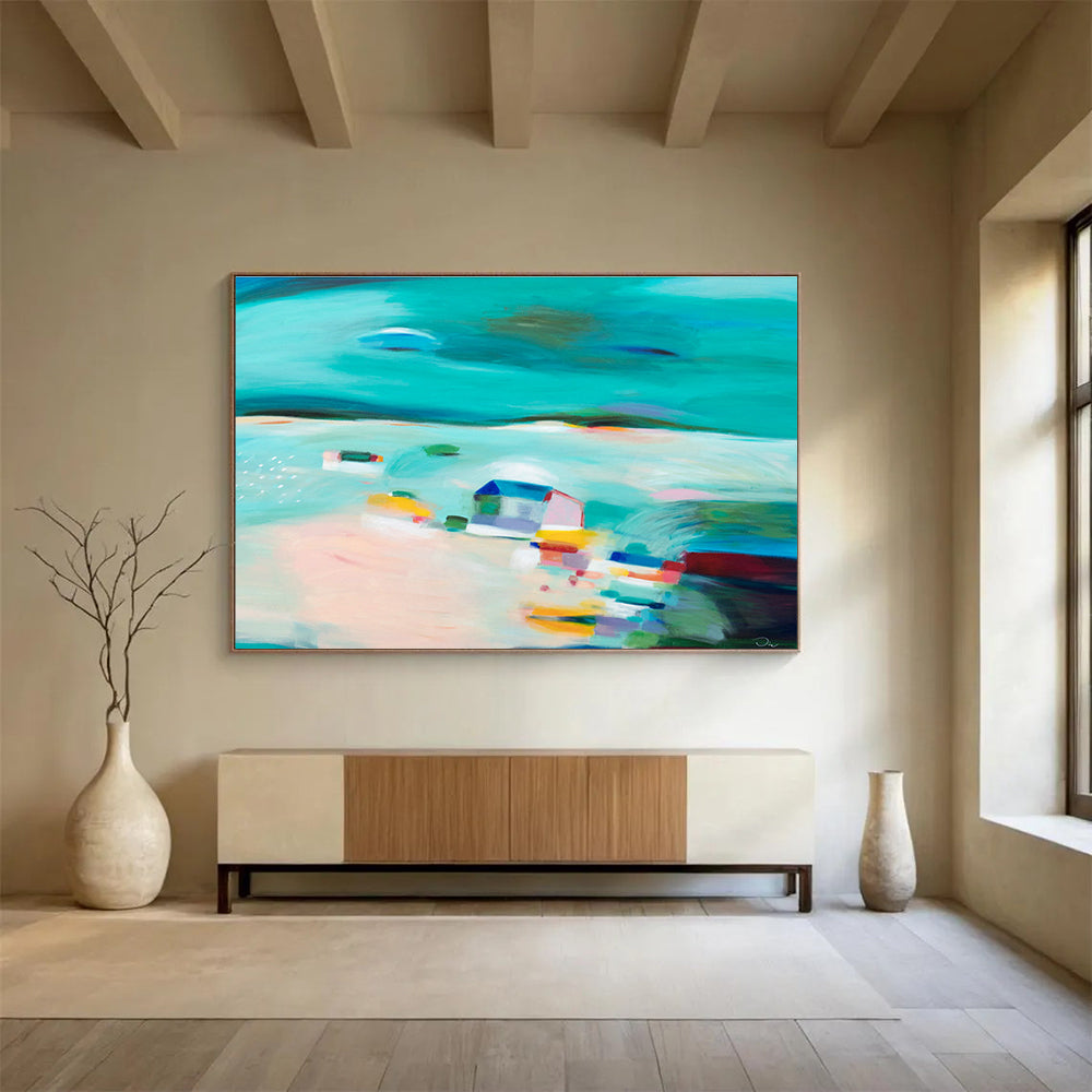 Interactive Magnetic Custom Hand-Painted Abstract for Collaborative Office Walls