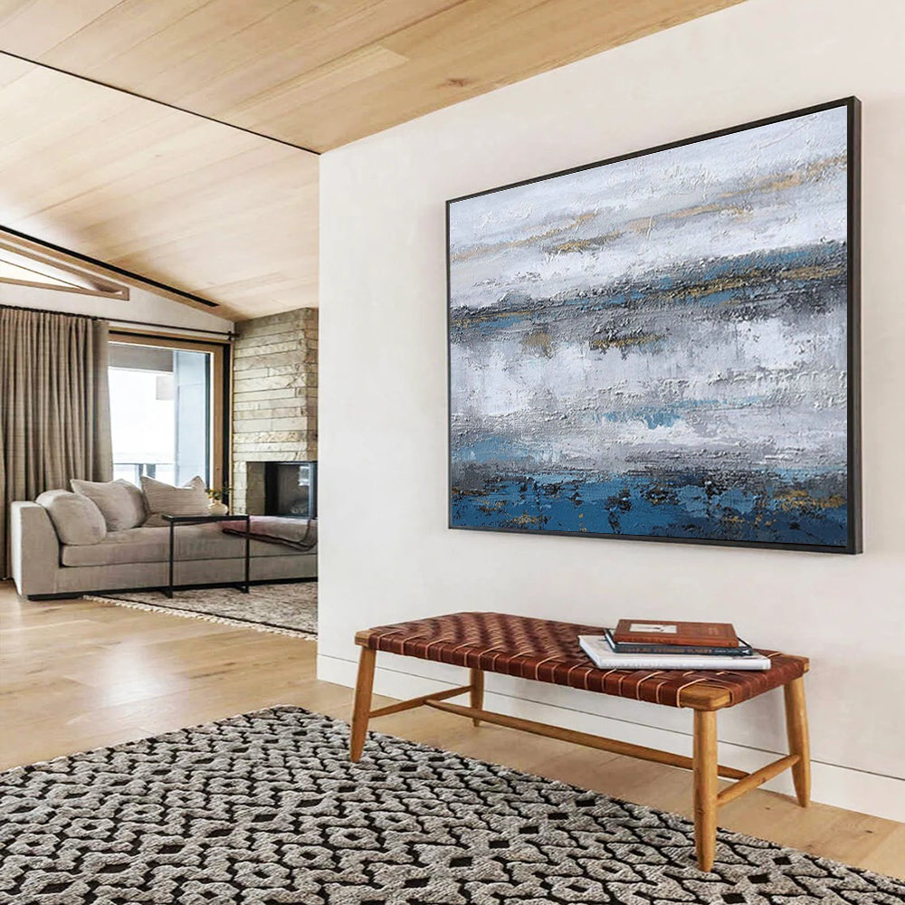 Oversized Custom Abstract Hand Painting for Offshore Wind Farm Operations and Maintenance Base DLZ2993