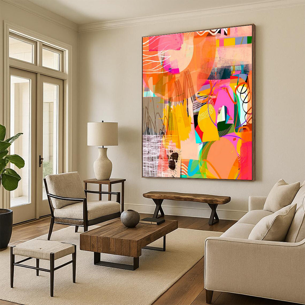 Large-Scale Customizable Hand-Painted Abstract Painting - Trendy Art Decoration for Bars  DLZ0131