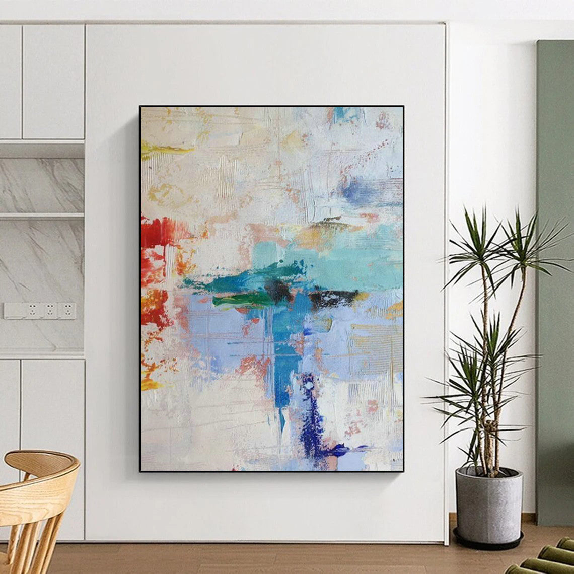 Sprawling Custom Hand-Painted Abstract Canvas - Retro Revival for Vintage Video Game Museums  DLZ0343
