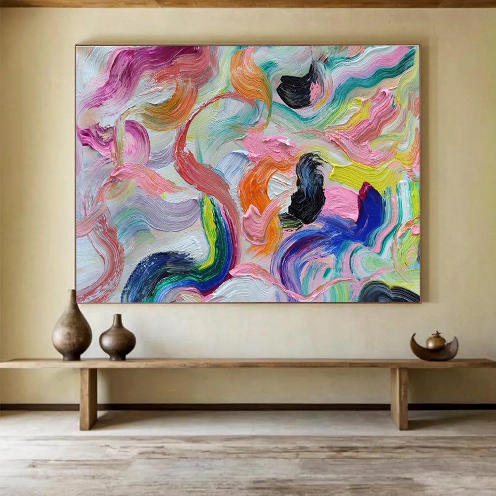 Oversized Custom Abstract Hand Painting for Conference Room DLZ2676