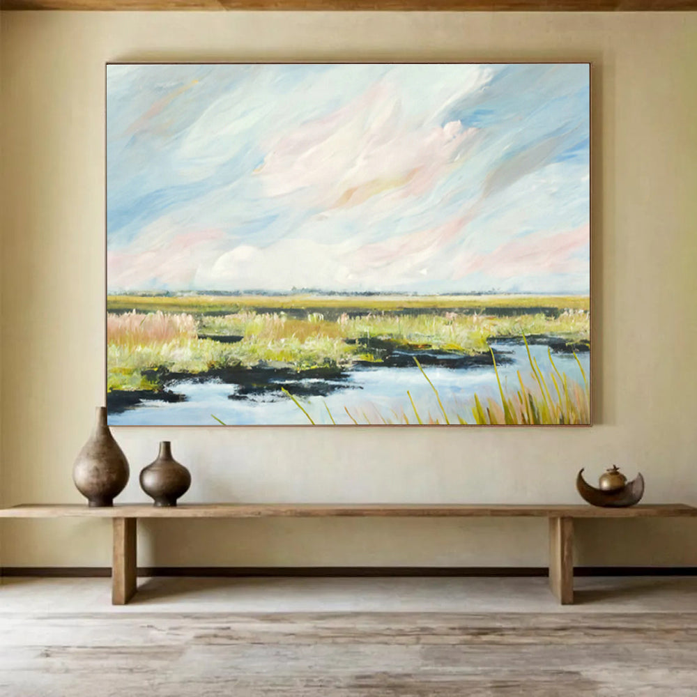 Large Custom Abstract Hand-Painted Art for Underwater Cultural Heritage Virtual Reality Experience Creation Center DLZ3048