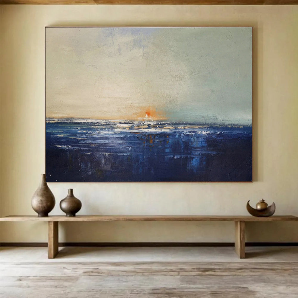Oversized Custom Hand-Painted Abstract Art for Antarctic Marine Mammal Behavior Research Base DLZ3034