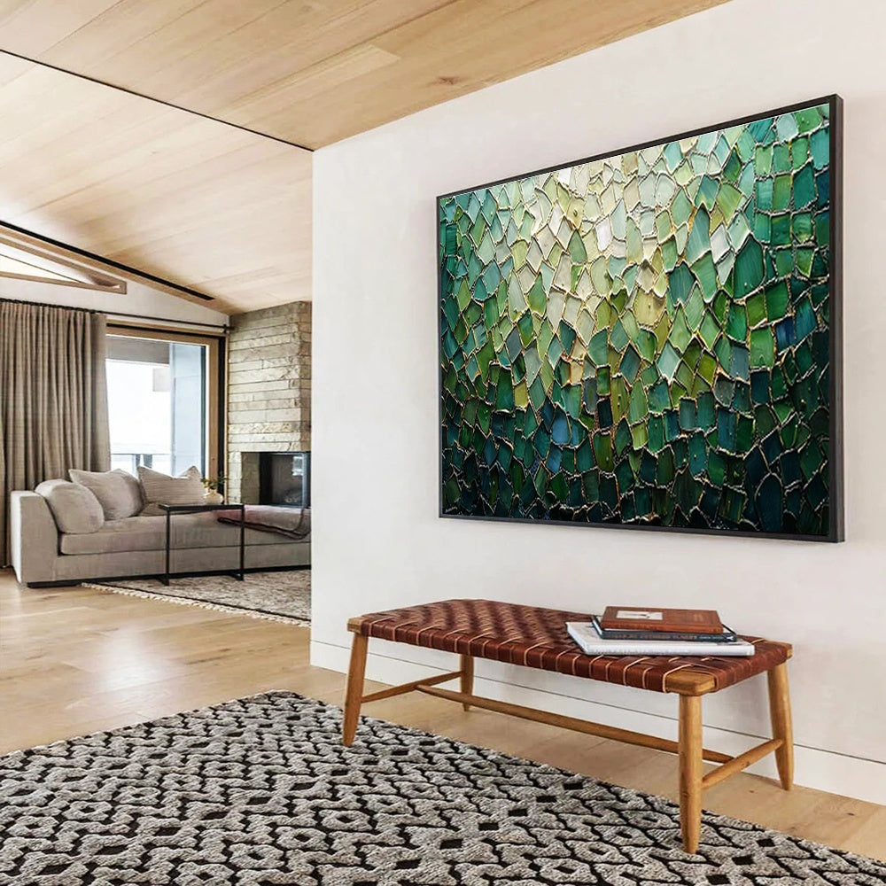 Customized Large Abstract Hand Painting for Subterranean Geothermal Power Plant Heat Exchanger Maintenance Facility DLZ3143