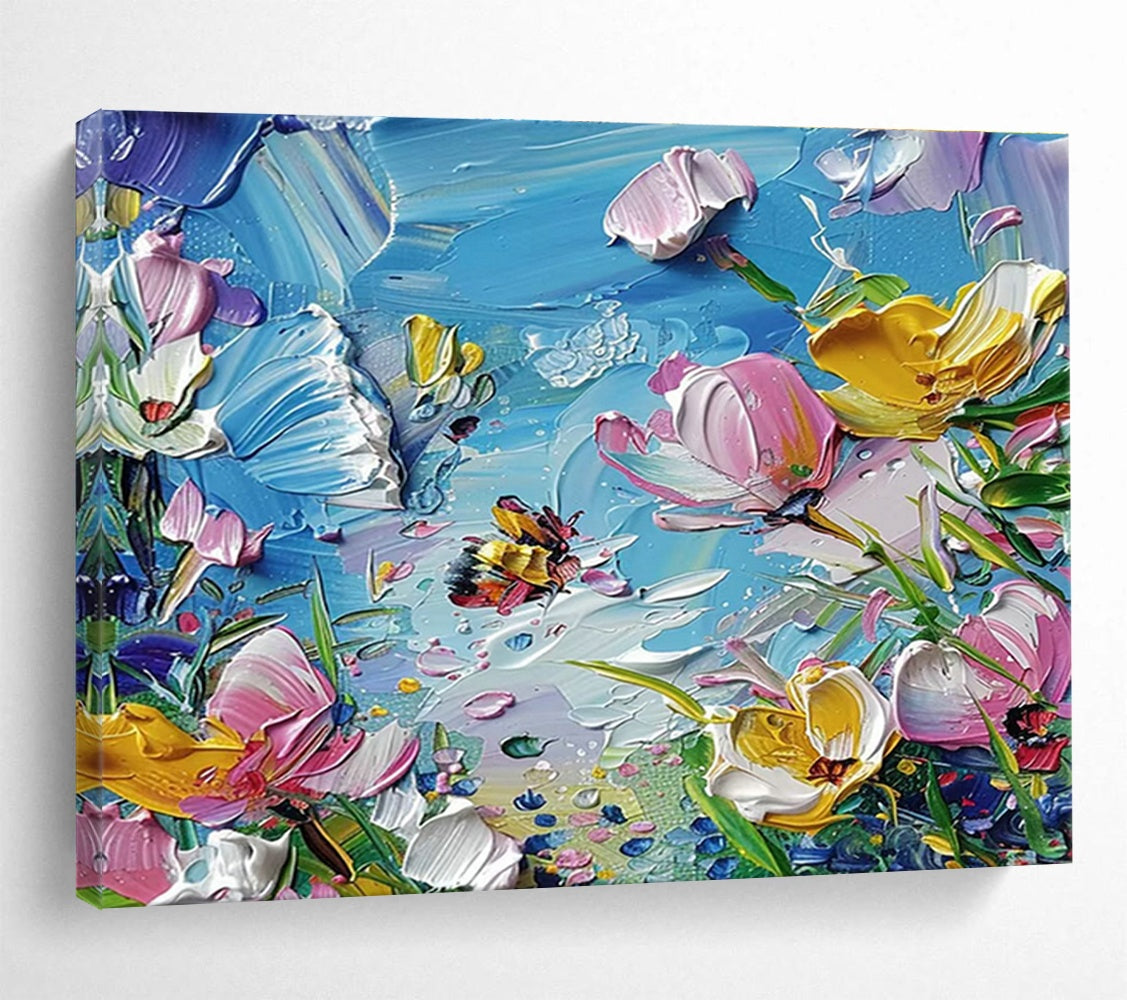 Oversized Custom Abstract Hand Painting for Arctic Freshwater River Food Web Dynamics and Trophic Interactions Research Station DLZ3218